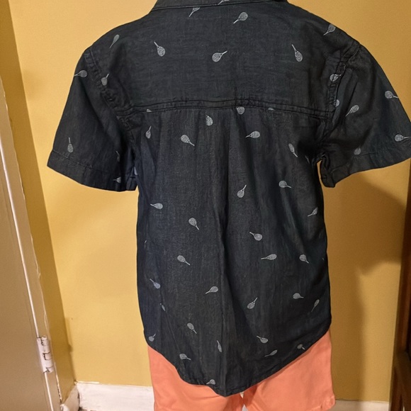Tennis Anyone? Kids Perkins Print Short Sleeve Button down 3T - Picture 3 of 8